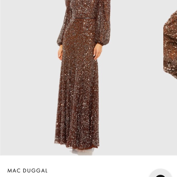 Mac Duggal Chocolate Sequin Gown - Picture 2 of 3